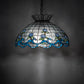 Meyda Lighting Roseborder 20" 3-Light Mahogany Bronze Pendant Light With Multi-Colored Stained Shade Glass