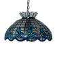 Meyda Lighting Roseborder 20" 3-Light Mahogany Bronze Pendant Light With Multi-Colored Stained Shade Glass