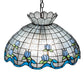 Meyda Lighting Roseborder 20" 3-Light Mahogany Bronze Pendant Light With Multi-Colored Stained Shade Glass