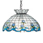 Meyda Lighting Roseborder 20" 3-Light Mahogany Bronze Pendant Light With Multi-Colored Stained Shade Glass