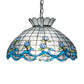 Meyda Lighting Roseborder 20" 3-Light Mahogany Bronze Pendant Light With Multi-Colored Stained Shade Glass