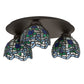Meyda Lighting Roseborder 20" 3-Light Oil Rubbed Bronze Flush Mount Light With Multi-Colored Shade Glass