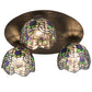 Meyda Lighting Roseborder 20" 3-Light Oil Rubbed Bronze Flush Mount Light With Multi-Colored Shade Glass