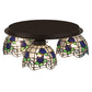 Meyda Lighting Roseborder 20" 3-Light Oil Rubbed Bronze Flush Mount Light With Multi-Colored Shade Glass