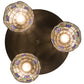 Meyda Lighting Roseborder 20" 3-Light Oil Rubbed Bronze Flush Mount Light With Multi-Colored Shade Glass