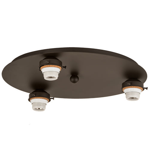 Meyda Lighting Roseborder 20" 3-Light Oil Rubbed Bronze Flush Mount Light With Multi-Colored Shade Glass