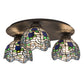 Meyda Lighting Roseborder 20" 3-Light Oil Rubbed Bronze Flush Mount Light With Multi-Colored Shade Glass