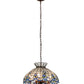 Meyda Lighting Roseborder 20" 6-Light Mahogany Bronze Pendant Light With Multi-Colored Shade Glass
