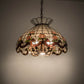 Meyda Lighting Roseborder 20" 6-Light Mahogany Bronze Pendant Light With Multi-Colored Shade Glass