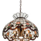 Meyda Lighting Roseborder 20" 6-Light Mahogany Bronze Pendant Light With Multi-Colored Shade Glass