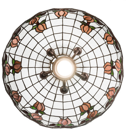Meyda Lighting Roseborder 20" 6-Light Mahogany Bronze Pendant Light With Multi-Colored Shade Glass