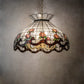 Meyda Lighting Roseborder 20" 9-Light Polished Brass Pendant Light With Multi-Colored Shade Glass