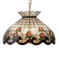 Meyda Lighting Roseborder 20" 9-Light Polished Brass Pendant Light With Multi-Colored Shade Glass