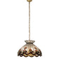 Meyda Lighting Roseborder 20" 9-Light Polished Brass Pendant Light With Multi-Colored Shade Glass