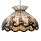 Meyda Lighting Roseborder 20" 9-Light Polished Brass Pendant Light With Multi-Colored Shade Glass