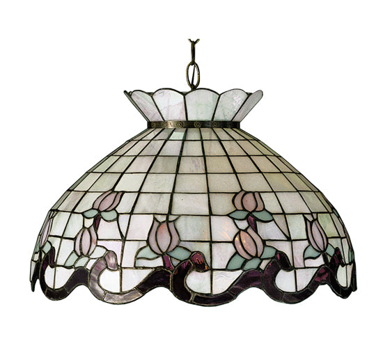 Meyda Lighting Roseborder 20" Mahogany Bronze Pendant Light With Multi-Colored Shade Glass