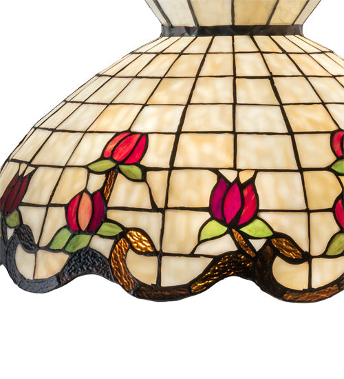 Meyda Lighting Roseborder 20" Multi-Colored Shade Glass