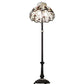 Meyda Lighting Roseborder 228514 62" 3-Light Mahogany Bronze Floor Lamp With Ruby & Beige Shade Glass