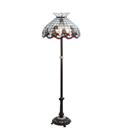 Meyda Lighting Roseborder 228519 62" 3-Light Mahogany Bronze Floor Lamp With Multi-Colored Shade Glass