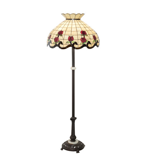 Meyda Lighting Roseborder 228520 62" 3-Light Mahogany Bronze Floor Lamp With Multi-Colored Shade Glass