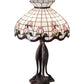 Meyda Lighting Roseborder 228791 32" 3-Light Mahogany Bronze Table Lamp With Multi-Colored Shade Glass