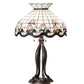 Meyda Lighting Roseborder 228791 32" 3-Light Mahogany Bronze Table Lamp With Multi-Colored Shade Glass