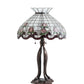 Meyda Lighting Roseborder 228799 32" 3-Light Mahogany Bronze Table Lamp With Multi-Colored Shade Glass