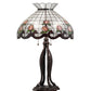 Meyda Lighting Roseborder 228799 32" 3-Light Mahogany Bronze Table Lamp With Multi-Colored Shade Glass