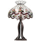 Meyda Lighting Roseborder 228799 32" 3-Light Mahogany Bronze Table Lamp With Multi-Colored Shade Glass