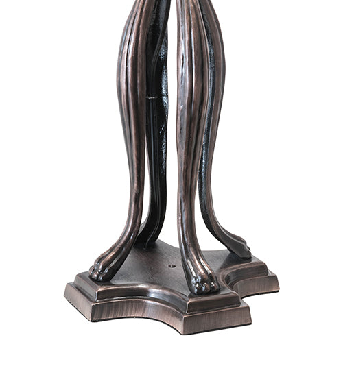 Meyda Lighting Roseborder 228799 32" 3-Light Mahogany Bronze Table Lamp With Multi-Colored Shade Glass