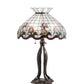 Meyda Lighting Roseborder 228799 32" 3-Light Mahogany Bronze Table Lamp With Multi-Colored Shade Glass