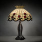 Meyda Lighting Roseborder 228801 32" 3-Light Mahogany Bronze Table Lamp With Multi-Colored Shade Glass