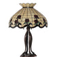 Meyda Lighting Roseborder 228801 32" 3-Light Mahogany Bronze Table Lamp With Multi-Colored Shade Glass