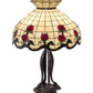 Meyda Lighting Roseborder 228801 32" 3-Light Mahogany Bronze Table Lamp With Multi-Colored Shade Glass