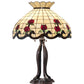 Meyda Lighting Roseborder 228801 32" 3-Light Mahogany Bronze Table Lamp With Multi-Colored Shade Glass