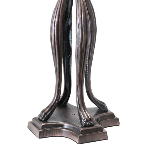 Meyda Lighting Roseborder 228801 32" 3-Light Mahogany Bronze Table Lamp With Multi-Colored Shade Glass