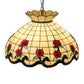Meyda Lighting Roseborder 23" 3-Light Mahogany Bronze Pendant Light With Multi-Colored Shade Glass