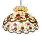 Meyda Lighting Roseborder 23" 3-Light Mahogany Bronze Pendant Light With Multi-Colored Shade Glass