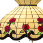 Meyda Lighting Roseborder 23" 3-Light Mahogany Bronze Pendant Light With Multi-Colored Shade Glass