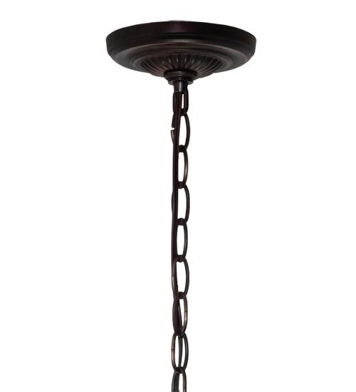 Meyda Lighting Roseborder 23" 3-Light Mahogany Bronze Pendant Light With Multi-Colored Shade Glass