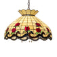 Meyda Lighting Roseborder 23" 3-Light Mahogany Bronze Pendant Light With Multi-Colored Shade Glass