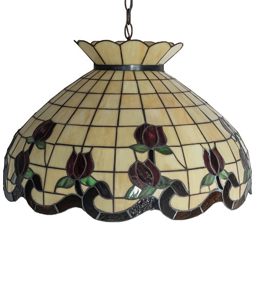 Meyda Lighting Roseborder 23" 9-Light Mahogany Bronze Pendant Light With Multi-Colored Shade Glass