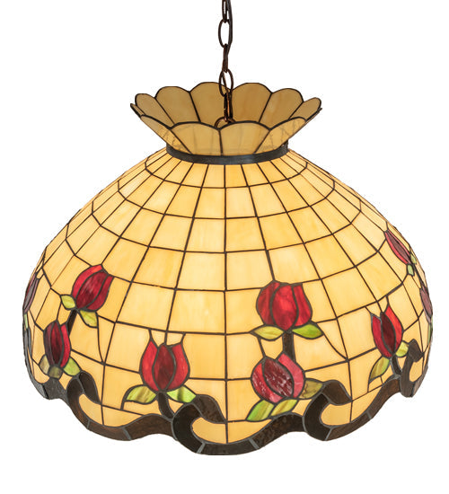 Meyda Lighting Roseborder 23" 9-Light Mahogany Bronze Pendant Light With Multi-Colored Shade Glass