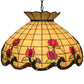 Meyda Lighting Roseborder 23" 9-Light Mahogany Bronze Pendant Light With Multi-Colored Shade Glass
