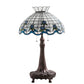 Meyda Lighting Roseborder 230472 32" 3-Light Mahogany Bronze Table Lamp With Multi-Colored Shade Glass