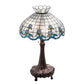 Meyda Lighting Roseborder 230472 32" 3-Light Mahogany Bronze Table Lamp With Multi-Colored Shade Glass