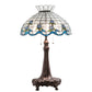 Meyda Lighting Roseborder 230472 32" 3-Light Mahogany Bronze Table Lamp With Multi-Colored Shade Glass