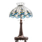 Meyda Lighting Roseborder 230472 32" 3-Light Mahogany Bronze Table Lamp With Multi-Colored Shade Glass