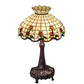 Meyda Lighting Roseborder 230473 33" 3-Light Mahogany Bronze Table Lamp With Multi-Colored Shade Glass
