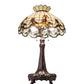 Meyda Lighting Roseborder 230473 33" 3-Light Mahogany Bronze Table Lamp With Multi-Colored Shade Glass